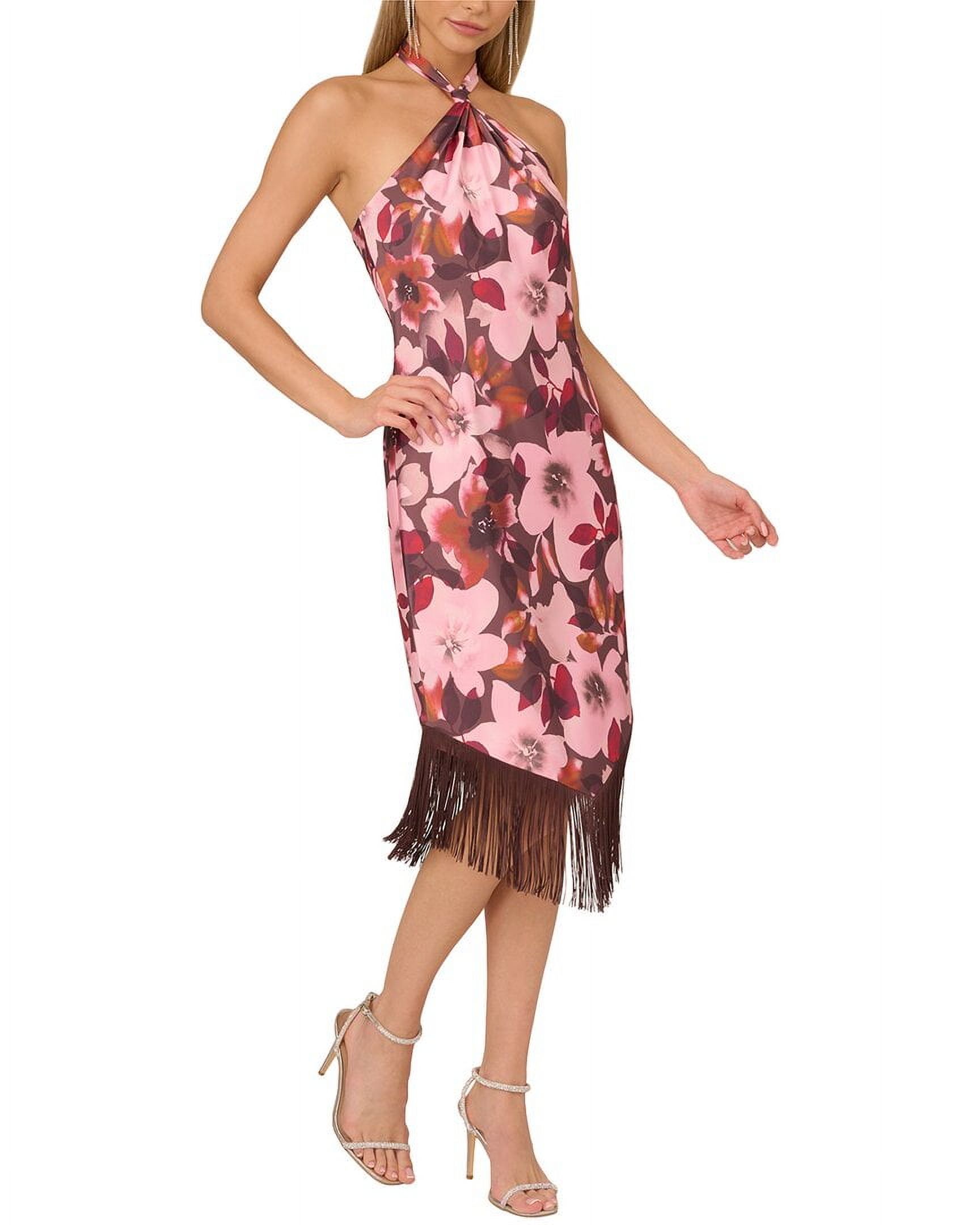 Adrianna by Adrianna Papell womens Eve Satin Halter Sheath Dress, 2, Pink